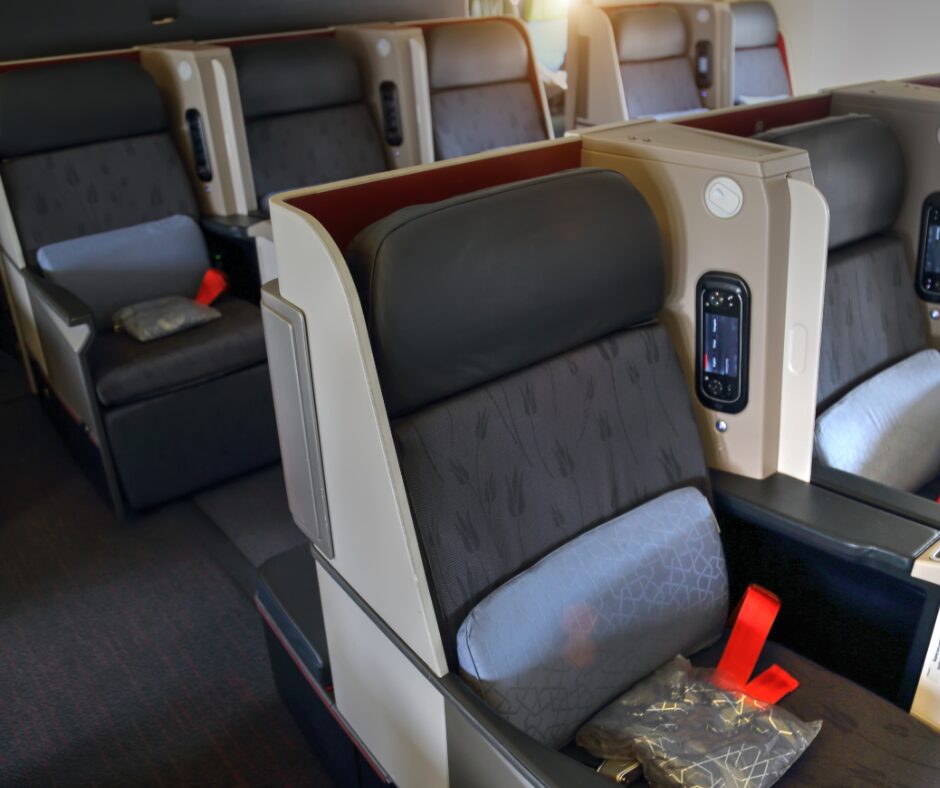 First class seats in an airplane.