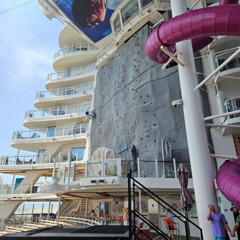 Royal Caribbean's climbing wall.