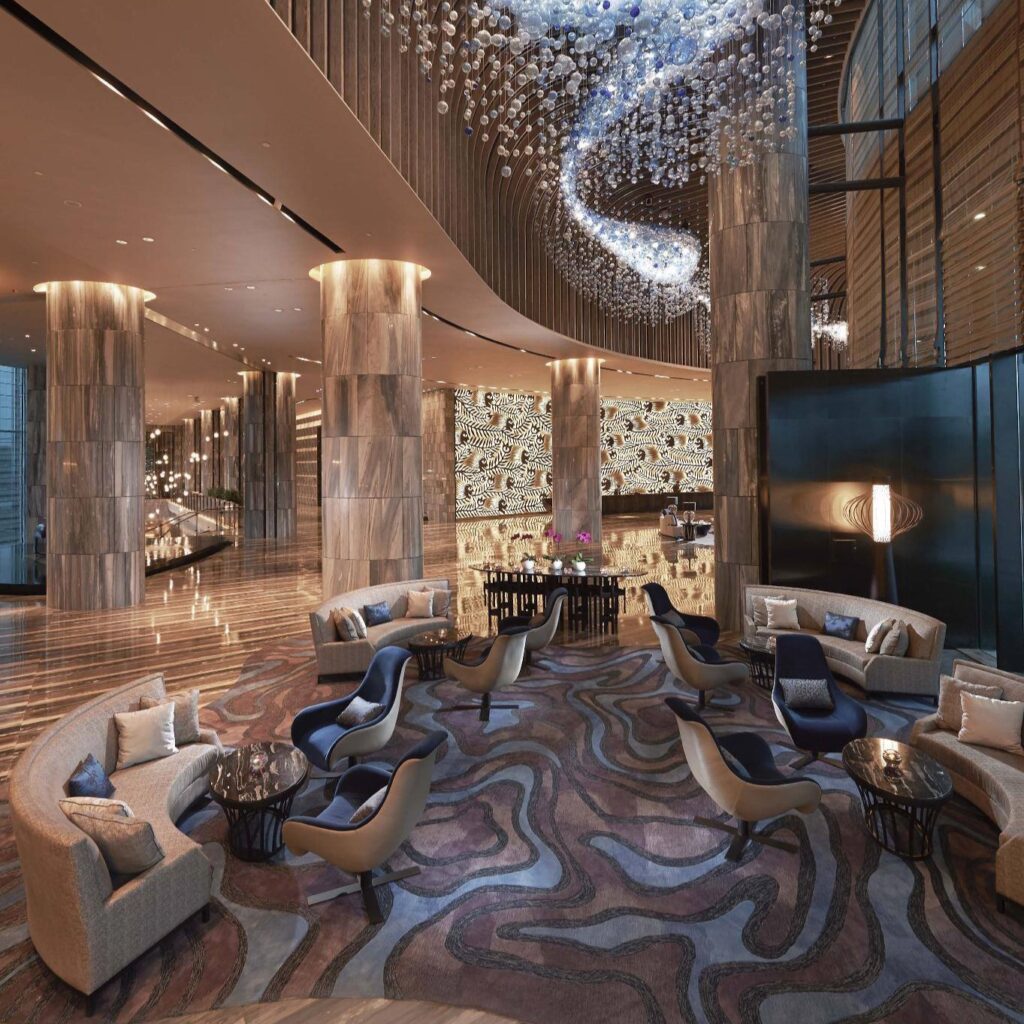 View inside a Hilton Honors hotel lobby
