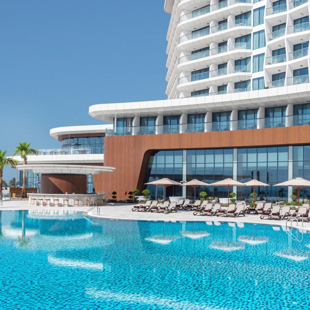 View of Hampton by Hilton Marjan Island infinity pool.