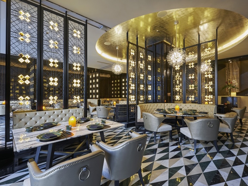 View of dining area in Hilton Hotel in Manila.