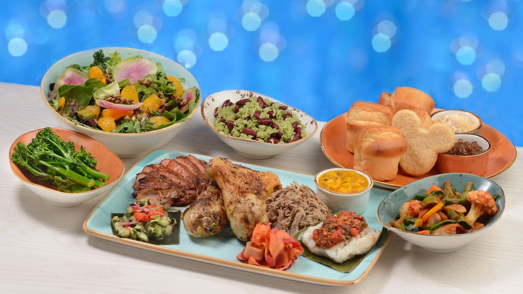 Various kinds of dish on a table at Sebastian's Bistro.